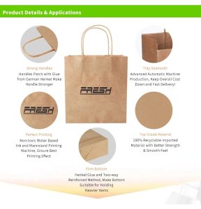 kraft paper paper type and shopping recycled paper bag custom logo with handle