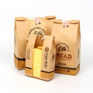 4-Factory Manufacturer Bakery Food Printed Brown Kraft Bread Packaging Paper Bags With Plastic Window - description