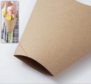 wholesale custom logo brown kraft paper flower packaging bag flower bouquet carrier gift bag